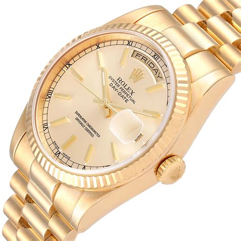 mens rolex president day-date 36mm yellow gold watch|rolex day date president 118238.